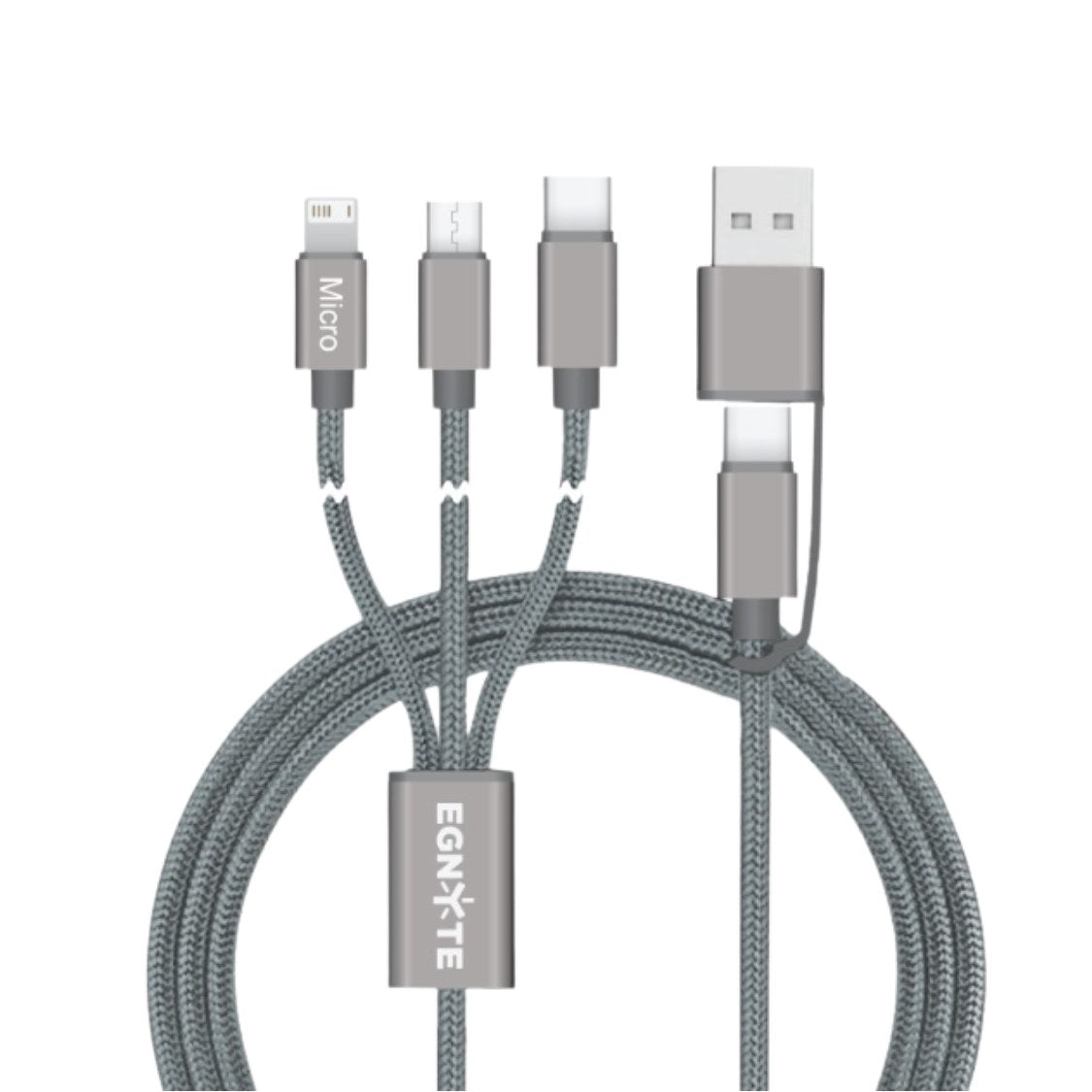 5ft 3-In-1 Braided Charging Cable